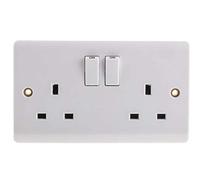 RS PRO Enchufe con interruptor tipo G - Británico de 2 tomas para interiores, color blanco, 1 polo/13 A