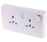 RS PRO Enchufe con interruptor tipo G - Británico de 2 vías para interiores, plástico blanco, 1 polo/13 A