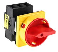 RS PRO Interruptor de 3 polos 63 A montaje en panel rojo IP 65 22 kW 750 V 3 fases