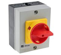 RS PRO Interruptor separador 4P 40A carril DIN rojo IP 65 15 kW 690 V AC 3 fases
