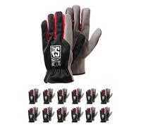 RS SYNTH TEC Guantes de montaje/Talla 10, 12 Pares/Negro Gris/Guantes de Montaje/Guantes de Cuero Sintético/Guantes de Trabajo/Guantes de Protección/La funcionalidad de un guante de cuero