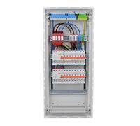 RSE Caja de fusibles con cable, empotrada, pared hueca con distribuidor Hager, empotrada, 4 filas, VU48NC, con protección contra sobretensiones