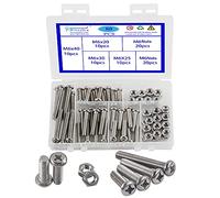Rshuhx 80PCS M6 Juego de Tornillos y Tuercas Acero Inoxidable 304 Cruzar Tornillo Mecanico de Cabeza Redonda Tornillo Mecanico Precisa Allen Métricas de Cabeza Tapa de Rosca