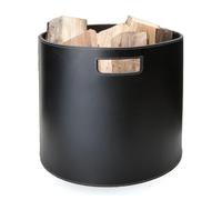 Ørskov Cesta de leña Ørskov redonda negra con puntadas blancas