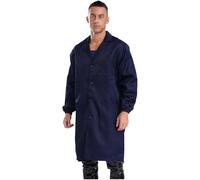 Rswnyirn Bata de trabajo para hombre de manga larga con botones y bolsillos