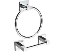 Ruacq Soporte Cromado para Papel higiénico, toallero, Accesorios de baño, Juego de Accesorios de Doble Poste Giratorio, Soporte Cuadrado de Acero Inoxidable y aleación de Zinc, Moderno, montado en la