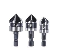 RUAJOGYNVM 3Pcs Countersink Drill Bit Hss Hex Chamfer Five Pears Hexagonal 90 Degrees Boring Drill Shank Carbon Steel Woodworking Tools Set(3PCS Hexagonal Shank) RUAJOGYNVM