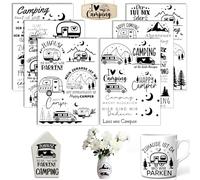 Rub On Pegatinas para camping, 6 unidades, A5, pegatinas de transferencia para raysin, muebles, vidrio, madera, álbumes de recortes, manualidades, decoración (camping)
