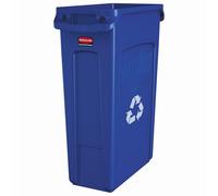 Rubbermaid Cubo de basura SLIM JIM 354007BE – 87 L con conductos de ventilación – Azul