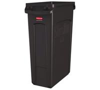 Rubbermaid Commercial Products Commercial Slim Jim con ranuras de ventilación cubo de basura recipiente de residuos, 87 L, marrón, 1