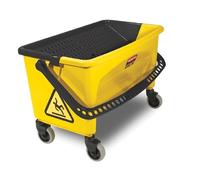Rubbermaid Commercial Products Hygen - Cubo con escurridor a presión, ruedas antimarcas, amarillo