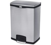 Rubbermaid Commercial Products Slim Jim 1901999 - Contenedor con pedal frontal, metal, capacidad de 90 l, negro