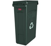 Rubbermaid Commercial Products Slim Jim FG354007 - Contenedor con canales de ventilación, capacidad de 87 l, verde