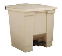 Rubbermaid Commercial Products Step-On 6143 - Cubo de basura rectangular, plástico, capacidad de 30.3 l, beige