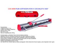 Rubi Cortadora de azulejos STAR-51 hasta 51 cm Profesional para baldosa cerámica Con maleta