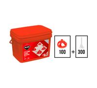 Rubi Kit niveladores Cyclone Level System – bridas planas 1,5 mm, 300 bridas y 100 campanas