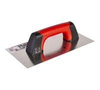 RUBÍ LLANA ALBAÑIL MANGO CERRADO BIMATERIAL LISA RUBIFLEX ACERO INOX 300X150MM Realiza tus trabajos de albañilería con precisión y comodidad.