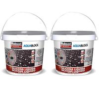 Rubson Aquablock SL3000 Silicona Líquida gris, impermeabilizante líquido para prevenir y reparar goteras y humedades, silicona elástica con tecnología Silicotec, 1 x 1 kg (Paquete de 2)