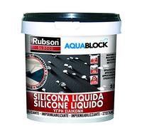 Rubson Aquablock SL3000 Silicona Líquida negra, impermeabilizante líquido para prevenir y reparar goteras y humedades, silicona elástica con tecnología Silicotec, 1 x 25 kg