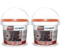 Rubson Aquablock SL3000 Silicona Líquida teja, impermeabilizante líquido para prevenir y reparar goteras y humedades, silicona elástica con tecnología Silicotec, 1 x 1 kg (Paquete de 2)