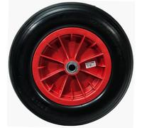 Rueda a prueba de pinchazos 14'' 360x85 Agujero de 20 mm | Robusto, duradero, uso jardín, llanta roja, rodamientos de bolas, para carretillas y remolques, pisada en línea