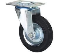 Rueda Giratoria de Alta Carga, RUEDAS ALEX, ZV BS, Fijación de Placa, Aro de Goma negra, Ø 125 mm