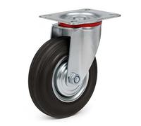 Rueda auxiliar giratoria 125mm Goma maciza Estructura metal Llanta robusta Montaje Bricolaje Muebles