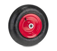 Relaxdays Rueda Carretilla 3.50-6, Ruedita Neumático de Repuesto, Llanta de Acero, hasta 120 kg, con Válvula, Negro/Rojo