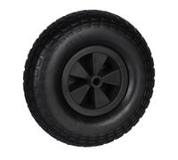Relaxdays Rueda Carretilla 4.00-6, Goma, Llanta Plástico, Neumático Repuesto Carro, Antipinchazos, máx. 100 kg, Negro