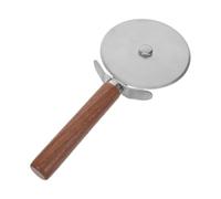 Rueda de Acero Inoxidable Cortador de Pizza Mango de Madera Ergonómico | Diseño Clásico Hoja Resistente, Rodillo Antiadherente, Adecuado para Masa y Pan Plano en Casa