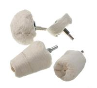 Rueda de fregona de pulido, 4 piezas de vástago de 6 mm, kit de almohadilla de pulido de fieltro blanco, para taladro de aluminio, acero inoxidable, joyería de metal, 40-75 mm, cilindro en forma de T