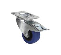 Rueda de goma azul giratoria con freno con cojinete de rodillo para peso máximo de 150 kg y varios diámetros COFAN Ø125x38 mm