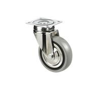 Rueda de goma gris con placa giratoria de 30 mm hasta 75 mm para pesos desde 25 kg hasta 45 kg COFAN - 4 unidades Ø40 x 18 mm