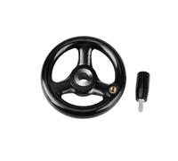 Rueda de mano de 3 radios, 125 x 12 mm, manivela desmontable, accesorio de torno de madera de goma para torno y fresadora (negro)