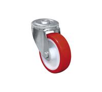 Rueda de poliuretano con agujero pasante y giratoria con cojinete liso COFAN Ø100mm x 30mm screw 13mm height 124mm 160kg