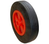 Rueda de recambio de caucho macizo de 200 x 50 mm para rueda de carretilla de almacén con cojinete deslizante y llanta de plastico. Adaptable a cualquier terreno.