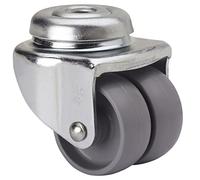Rueda Doble para Muebles Auxiliares Giratoria, RUEDAS ALEX - IB BP, Fijación de Agujero, Aro de Polipropileno gris, Ø 50 mm