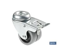 Rueda doble polipropileno pasante/freno ø50mm