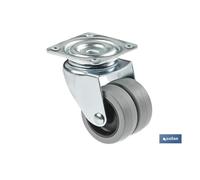 COFAN - Rueda doble de polipropileno con placa de 60 mm | Diámetro de 50 mm | Para pesos de hasta 70 kg