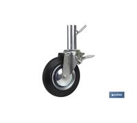 Cofan Rueda giratoria de andamio hembra con freno | Medidas 200 x 50 mm | Tubo hembra de Ø 50 mm