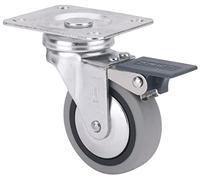Alex Brands Rueda giratoria con freno RUEDAS ALEX B PGI, fijación de placa, aro de goma Ø 40 mm