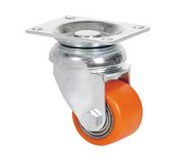 Rueda giratoria con placa, rodamiento de bolas, color naranja, carga m