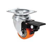 Rueda giratoria con placa y freno, rodamiento de bolas, color naranja,