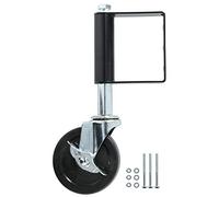 Rueda giratoria con resorte para portones, rueda de aluminio y caucho de 4 pulgadas de alta resistencia con amortiguación para terrenos irregulares, capacidad de carga de 75 kg, (Negra)