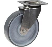 Rueda giratoria de acero inoxidable de 160 mm con termoplástico gris conductor de electricidad
