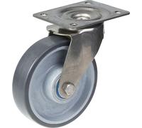 Rueda giratoria de acero inoxidable de 160 mm con termoplástico gris conductor de electricidad