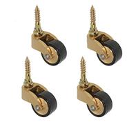 Rueda giratoria de latón Ruedas universales de 4 piezas Ruedas giratorias móviles pequeñas Ruedas for muebles de latón macizo, rotación de 360 grados, ruedas giratorias de goma con vástago roscado