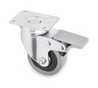 Rueda giratoria jade plus aro de goma ø60 con freno plástico zincado placas antih., doble hilera de bolas y freno.