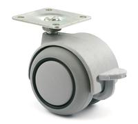 RUEDA GIRATORIA ONIX ARO DE GOMA Ø50 GRIS PLÁSTICO FR- BANDA RODADURA DE GOMA, ARO CENTRAL NEGRO