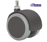 RUEDAS ALEX - Rueda giratoria para silla de oficina DK Poliuretano - Espiga rosca Ø 50 mm